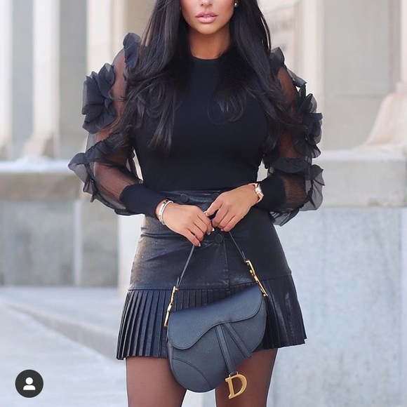 Zara Dresses & Skirts - ZARA black Double breasted pleated Leather skirt